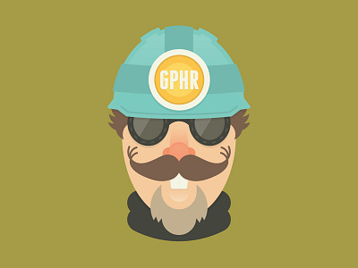 The Gopher character github gopher headlight helmet illustration indatus louisville mustache open source robby davis
