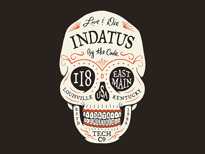 Live and die by the code 2 color code development illustration indatus kentucky louisville robby davis skull sugar skull tech co typography