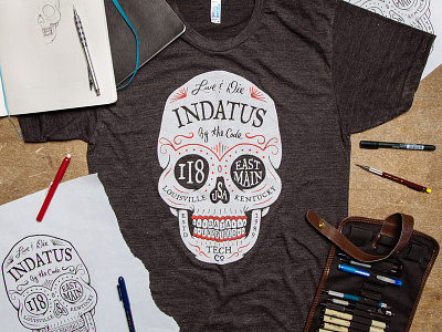 Skull shirts drawing indatus louisville process robby davis screenprint sketch skull sugar skull tools tshirt