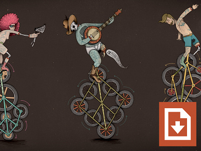 Unicycle Wallpaper Freebie 2550 x 1440 ax banjo bones desktop download free freebie illustration robby davis skull tattoo unicycle wallpaper