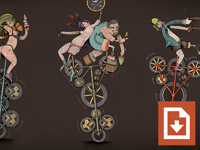 Unicycle Wallpaper Freebie 2 2550 x 1440 ax banjo bones desktop download free freebie illustration robby davis skull tattoo unicycle wallpaper