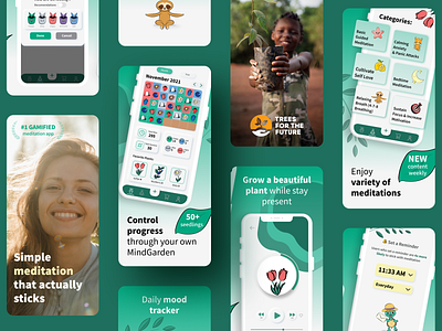 App Store Screenshots | Gamified meditation app app app store app store screenshots application aso design graphic design illustration meditation mindfulness mobile marketing