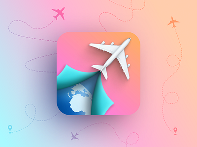 App Store Icon | Collecting flights App app app icon app store application aso aso icon flights icon illustration mobile marketing plane icon travel travel app travel app icon