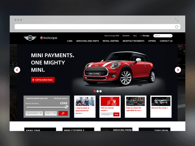 Cooper Mini Inchcape - Website Redesign cars navigation responsive design ui ux web design
