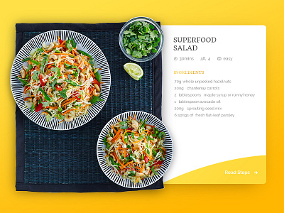 Dribbble 009 - Recipe Card flat food nutrition recipe restaurant salad widget