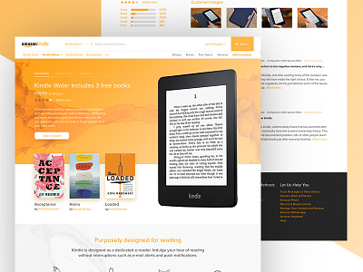 Amazon Kindle Redesign amazon books clean ecommerce kindle orange redesign tablet ui ux water web design
