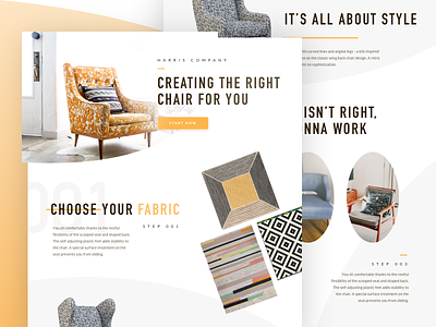Harris Company chair fabric furniture minimal orange type website