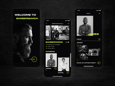 Barbershop mobile app design concept