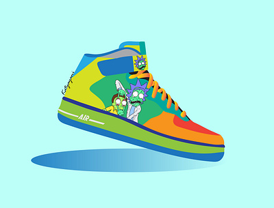 Rick and Morty Theme Sneakers adobe adobe illustrator design footwear design graphic design illustration rick and morty sneakers sneakers design