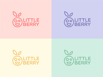 Little berry baby berry child fruit green head little logo pink smile violet yellow