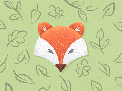 Foxy animal autumn fall fox foxy fur green head illustration leaves orange
