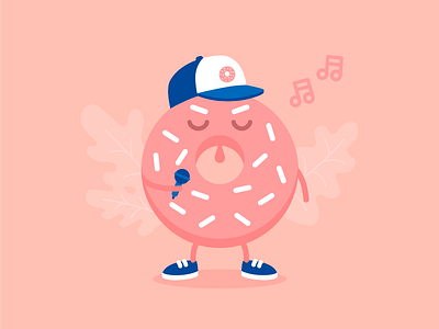 Donutune blue cap donut hat hip hop jdilla microphone mouth music notes pink sneakers