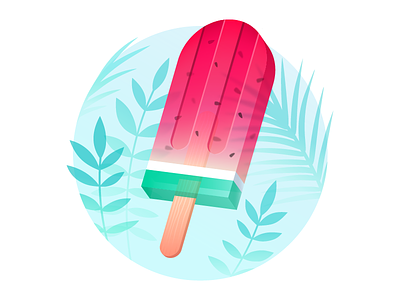 The taste of summer cream frozen ice leaves popsicle stick summer taste tropic watermelon