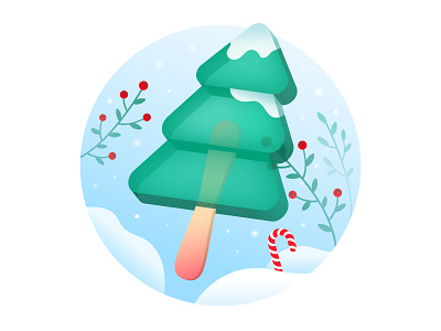 The taste of winter candy cane christmas delicious green ice cream leaves pine popsicle red snow stick transparent winter