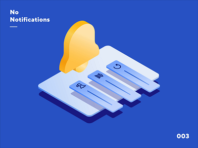 Nexo Illustration - No Notifications animation app banking bell blockchain blue crypto fintech flat floating illustration isometric isometry loudspeaker motion nexo notification center notifications payment withdraw