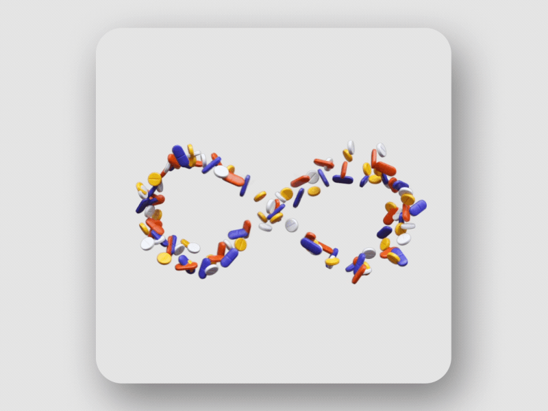 Infinity♾ 3d animation c4d cinema4d digital endtoend health infinity medical motion pills solution