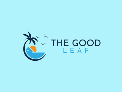 The Good Leaf beach branding design flat logo good leaf graphic design illustration leaf logo logo design minimalist minimalist logo summer sunset vacation vector