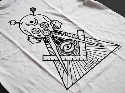 Ezoterizm T-shirt : Mason Collection black compass design ezoterizm fashion graphic illustrator male masonic moon t shirt white