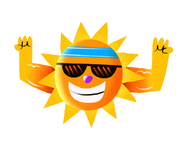 Suns Out ☀️💪 animation character colorful cute flat flat illustration fun gif giphy illustration illustrator summer summertime sun sunny sunshine