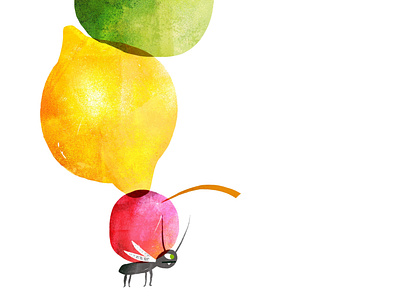 Fruit Ant #2 ants character childrens childrens books childrens illustration colorful cute fun illo illustration illustrator insects kids kids books kids illustration procreate procreate app procreate art texture