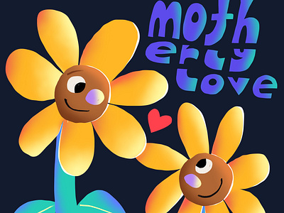 Motherly Love characters colorful colourful cute flowers happy happy mothers day love momma mommy moms mothers mothersday mum sunflowers vibrant