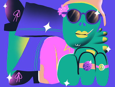 Alien Chillin' aliens chill chilling colorful cute fashion flat fun illustration illustrator jewelry playful procreate relaxing ufo vibrant whimsical