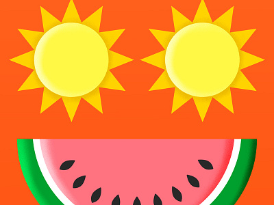Sunshine & Fresh Fruit colorful emojis fruit illo illustration minimalist simple sun sunshine vector vibrant watermelon