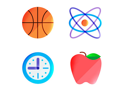 School Icons #3 apple basketball childrens clean clock colorful education flat illustration kids school vibrant