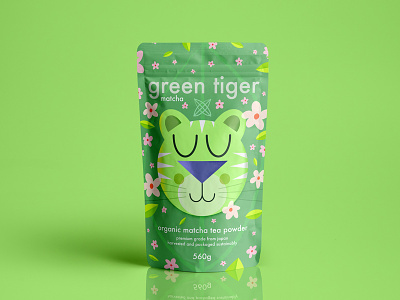 Green Tiger Matcha animals branding childrens flowers food health kids matcha organic packaging tea tiger