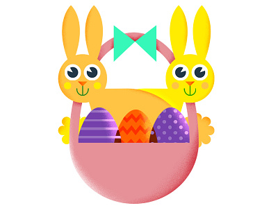 Easter Bunnies animals basket bunny celebrate character children clean easter flat happy illustration kids