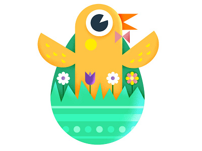 Easter Chick animals celebrate character colorful cute easter egg flat happy holiday illustration kids