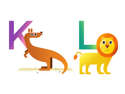 K & L alphabet animals childrens colorful flat fun illustration infant kids toddler whimsical wildlife