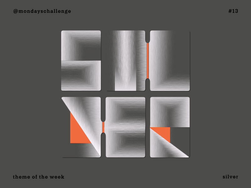Silver Type 2d abstract after effects grey mograph mondays challenge motion design orange silver typography