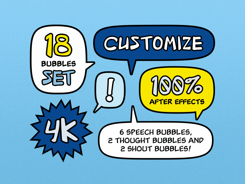 Adjustable Speech Bubbles CUSBU 2d adjustable after effects animation template cartoon communication lower thirds motion speech speech bubble template text