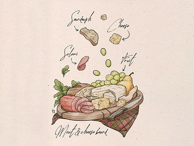 Tavern food series - Cheese board digital illustration food illustration