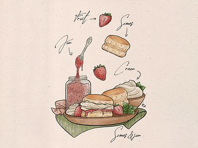 Tavern food series - Scones digital illustration food illustration
