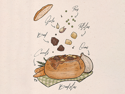 Tavern food series - Beef stew digital illustration food illustration