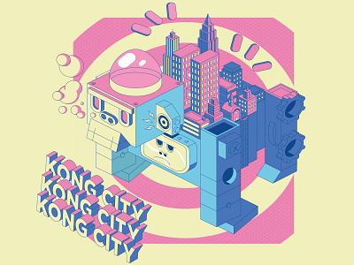 Kong city animal cityscape design gorilla graphic design illustration isometric king kong kong city retro vector vector art video game