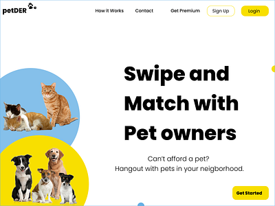 Tinder, But for pets - Landing Page.