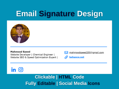 HTML Email Signature Design branding design email design email signature email signature design email template gmail signature graphic design graphic designing html html email signature illustration logo professional email ui