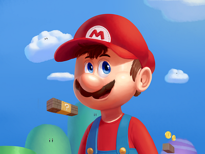 Painting of Super Mario design illustration