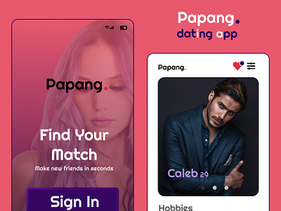 Papang Dating App by Omolola Odunowo app branding design logo typography ui ux
