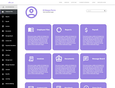 wireframe of a web portal that gives employees access to company adobe xd ui ux wireframe xd