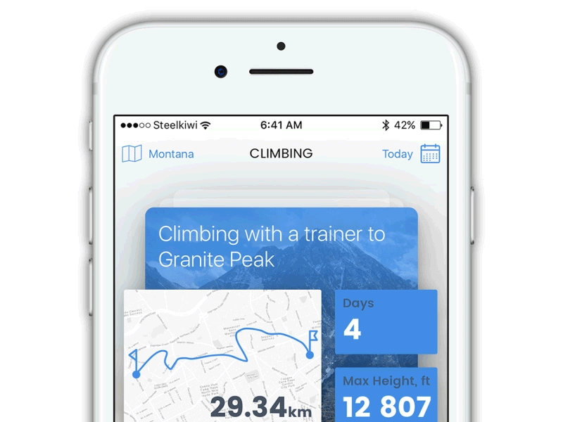 Mountain Climbing Event App UI