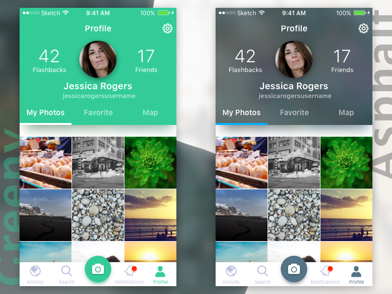 WIP Social App Profile UI ukraine black trendy greem ios app icon clean ux wip design ui