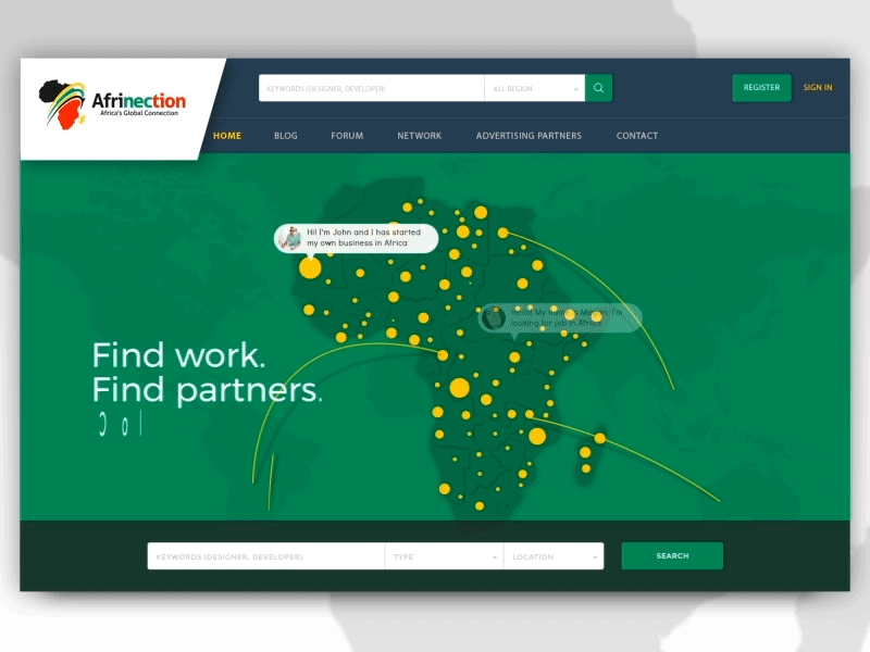 Afrinection web animation animation design web ui sketch green ukraine website