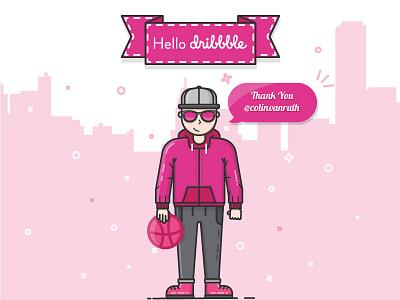 Hello Dribbble debut debuts hello icon illustration invitation invite line art thanks