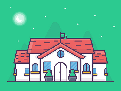 School Building Illustration