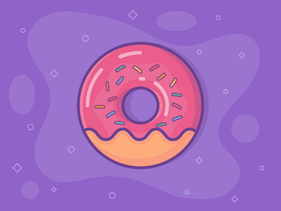 Donut illustartion cake donut food icon line art outline sweet