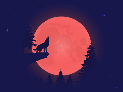 Lunar Eclipse : Blood Moon blood moon eclipse landscape lunar moon wolf